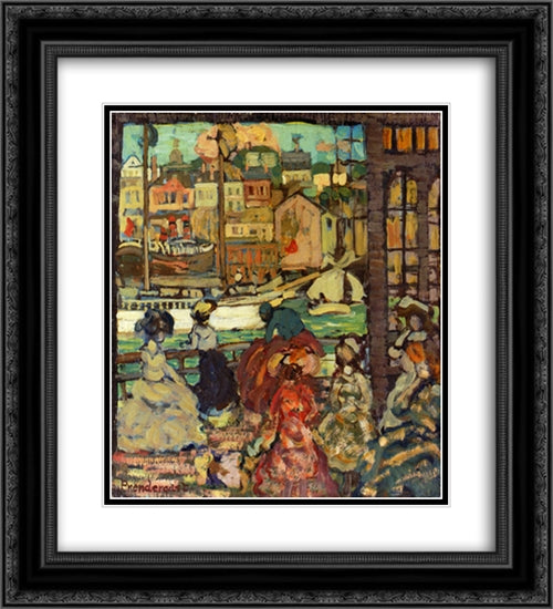 East Boston Ferry 20x22 Black Ornate Wood Framed Art Print Poster with Double Matting by Prendergast, Maurice