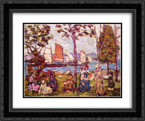 In the Park 24x20 Black Ornate Wood Framed Art Print Poster with Double Matting by Prendergast, Maurice