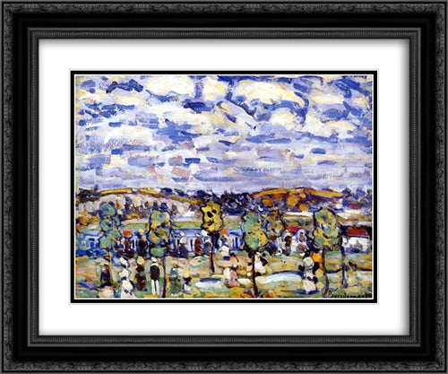 New England 24x20 Black Ornate Wood Framed Art Print Poster with Double Matting by Prendergast, Maurice