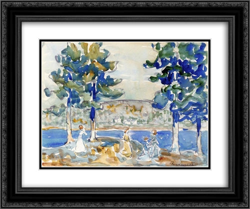 Lake, New Hampshire 24x20 Black Ornate Wood Framed Art Print Poster with Double Matting by Prendergast, Maurice