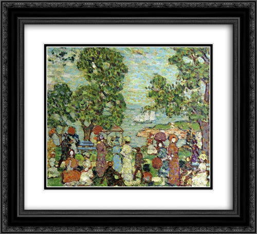 Park Scene NeBay 22x20 Black Ornate Wood Framed Art Print Poster with Double Matting by Prendergast, Maurice