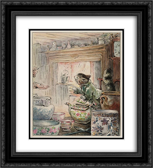 Where is My Twist? 20x22 Black Ornate Wood Framed Art Print Poster with Double Matting by Potter, Beatrix