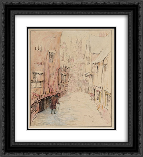 The Tailor Returning Home 20x22 Black Ornate Wood Framed Art Print Poster with Double Matting by Potter, Beatrix