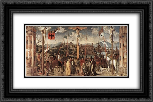 Crucifixion 24x16 Black Ornate Wood Framed Art Print Poster with Double Matting by Provoost, Jan