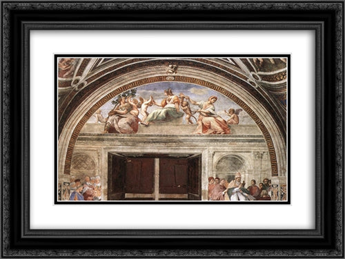 The Virtues 24x18 Black Ornate Wood Framed Art Print Poster with Double Matting by Raphael