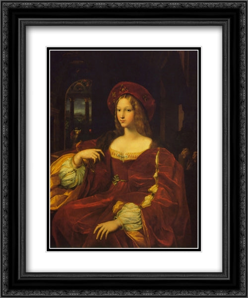 Joanna of Aragon 20x24 Black Ornate Wood Framed Art Print Poster with Double Matting by Raphael