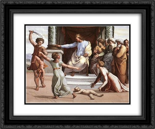 The Judgment of Solomon 24x20 Black Ornate Wood Framed Art Print Poster with Double Matting by Raphael