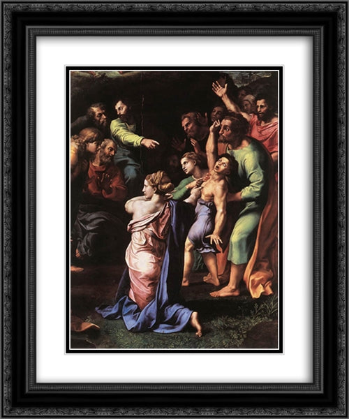The Transfiguration (detail) 20x24 Black Ornate Wood Framed Art Print Poster with Double Matting by Raphael