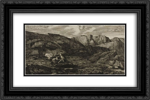 Fear 24x16 Black Ornate Wood Framed Art Print Poster with Double Matting by Redon, Odilon