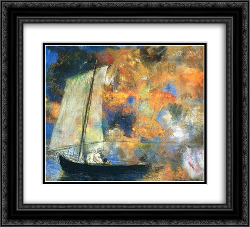 Flower Clouds 22x20 Black Ornate Wood Framed Art Print Poster with Double Matting by Redon, Odilon