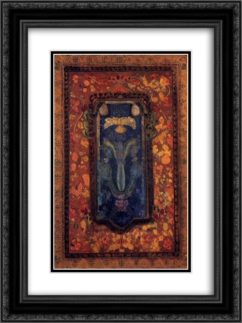 Design for a Prayer Rug 18x24 Black Ornate Wood Framed Art Print Poster with Double Matting by Redon, Odilon