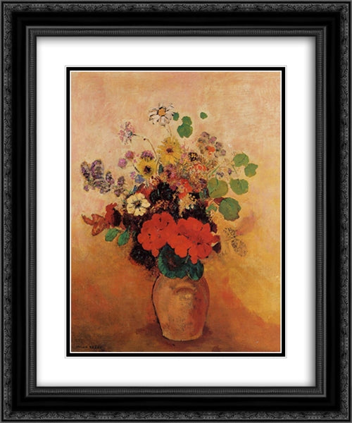 Vase of Flowers 20x24 Black Ornate Wood Framed Art Print Poster with Double Matting by Redon, Odilon
