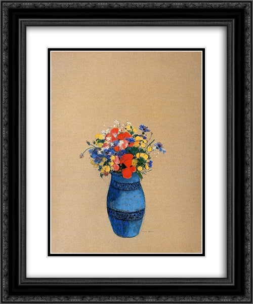 Vase of Flowers 20x24 Black Ornate Wood Framed Art Print Poster with Double Matting by Redon, Odilon