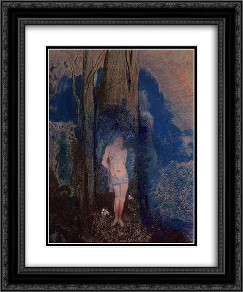 Saint Sebastian 20x24 Black Ornate Wood Framed Art Print Poster with Double Matting by Redon, Odilon