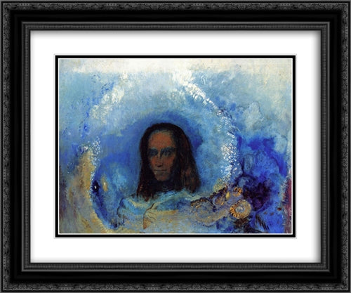 Silence 24x20 Black Ornate Wood Framed Art Print Poster with Double Matting by Redon, Odilon