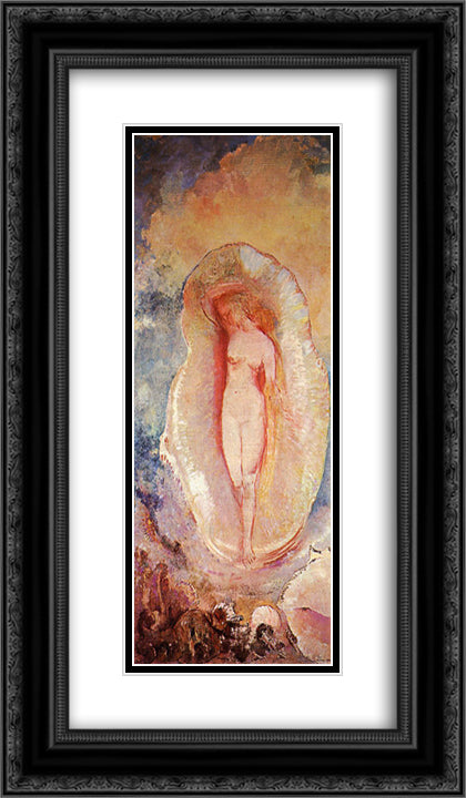 The Birth of Venus 14x24 Black Ornate Wood Framed Art Print Poster with Double Matting by Redon, Odilon