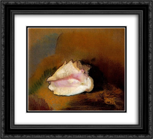 The Seashell 22x20 Black Ornate Wood Framed Art Print Poster with Double Matting by Redon, Odilon