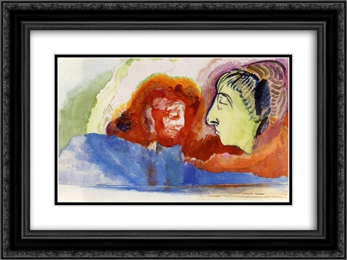 Dante's Vision 24x18 Black Ornate Wood Framed Art Print Poster with Double Matting by Redon, Odilon