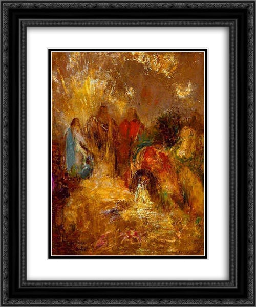 Christ and His Desciples 20x24 Black Ornate Wood Framed Art Print Poster with Double Matting by Redon, Odilon
