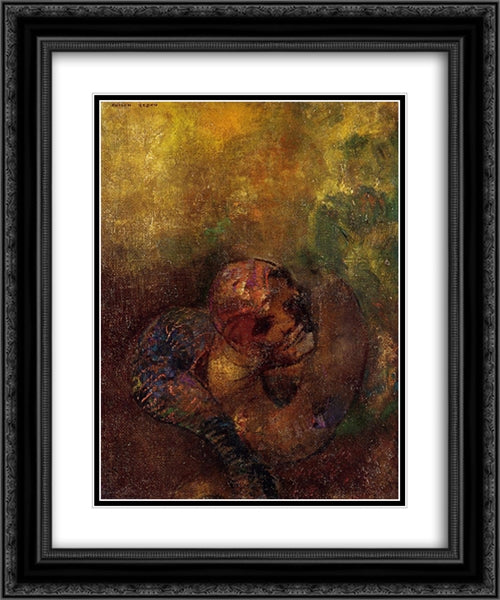 Chrysalis 20x24 Black Ornate Wood Framed Art Print Poster with Double Matting by Redon, Odilon