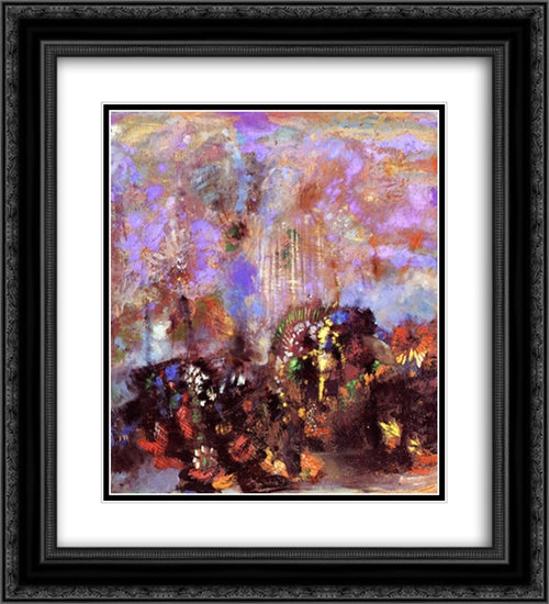 Composition with Flowers 20x22 Black Ornate Wood Framed Art Print Poster with Double Matting by Redon, Odilon