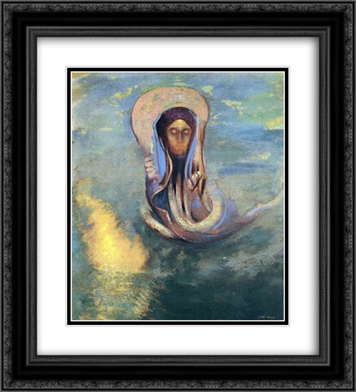 Oannes 20x22 Black Ornate Wood Framed Art Print Poster with Double Matting by Redon, Odilon