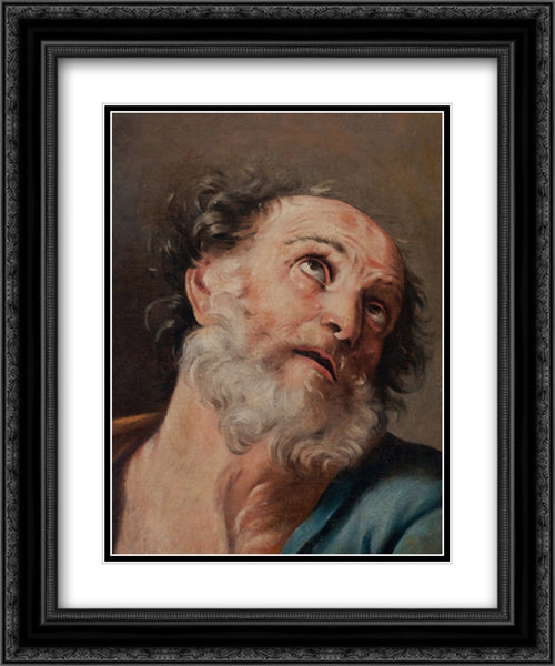 Saint Peter 20x24 Black Ornate Wood Framed Art Print Poster with Double Matting by Reni, Guido