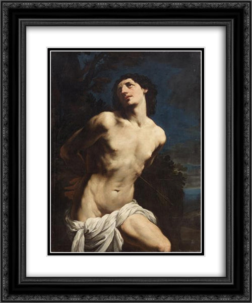 St. Sebastian 20x24 Black Ornate Wood Framed Art Print Poster with Double Matting by Reni, Guido