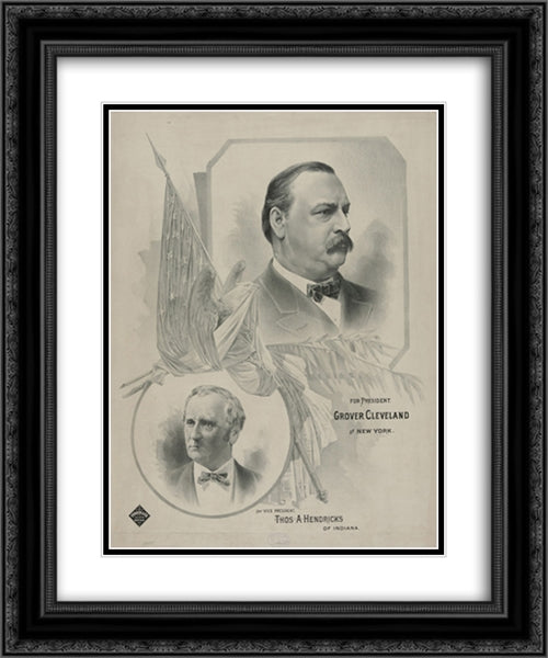 For president Grover Cleveland, of New York - for vice president Thos. A. Hendricks, of Indiana 20x24 Black Ornate Wood Framed Art Print Poster with Double Matting by Library of Congress