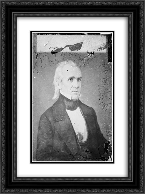 President James A. Polk 18x24 Black Ornate Wood Framed Art Print Poster with Double Matting by Library of Congress