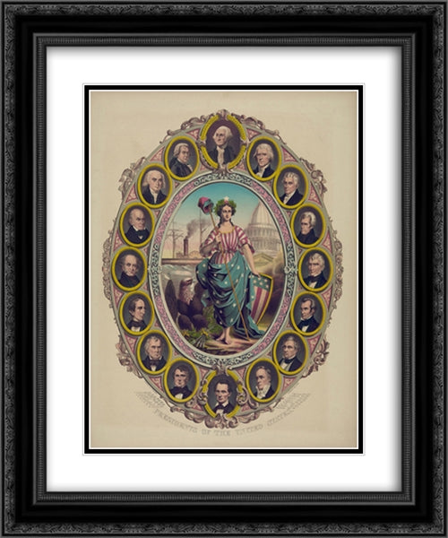 Presidents of the United States 20x24 Black Ornate Wood Framed Art Print Poster with Double Matting by Library of Congress