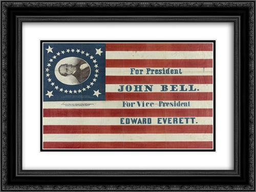 For president John Bell. For vice president Edward Everett 24x18 Black Ornate Wood Framed Art Print Poster with Double Matting by Library of Congress