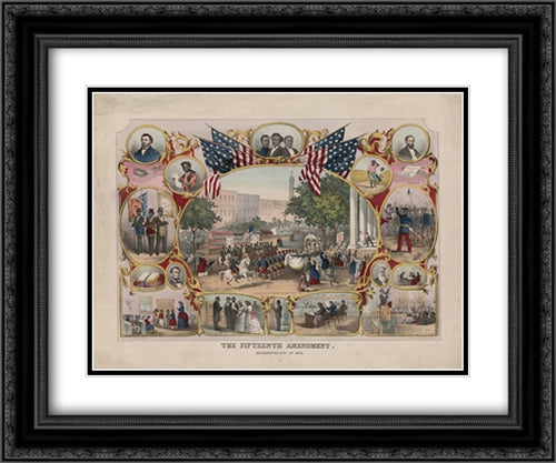 The Fifteenth Amendment. Celebrated May 19th, 1870 24x20 Black Ornate Wood Framed Art Print Poster with Double Matting by Library of Congress