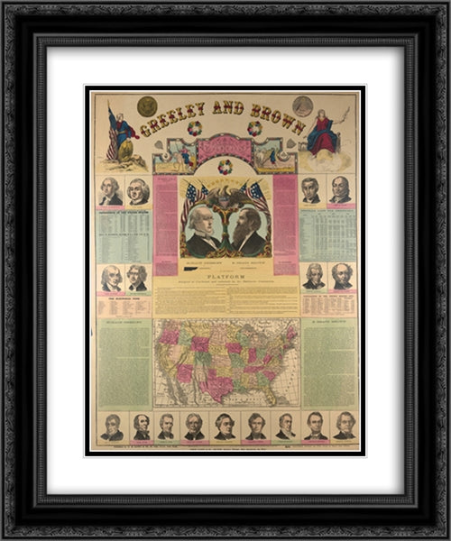 Greeley and Brown 20x24 Black Ornate Wood Framed Art Print Poster with Double Matting by Library of Congress