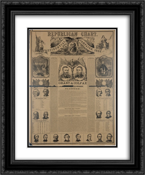 Republican chart for the presidential campaign, 1868 20x24 Black Ornate Wood Framed Art Print Poster with Double Matting by Library of Congress