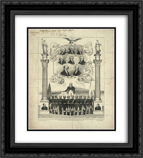 Independence declared 1776. The Union must be preserved 20x22 Black Ornate Wood Framed Art Print Poster with Double Matting by Library of Congress