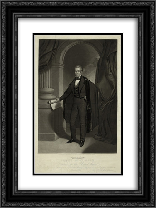 James Knox Polk, President of the United States 18x24 Black Ornate Wood Framed Art Print Poster with Double Matting by Library of Congress