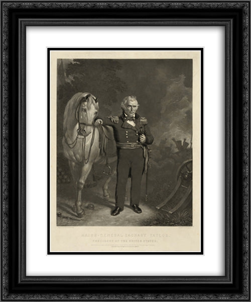Major-General Zachary Taylor--President of the United States 20x24 Black Ornate Wood Framed Art Print Poster with Double Matting by Library of Congress