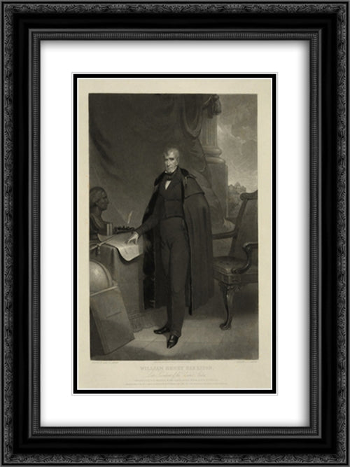 William Henry Harrison--Late President of the United States 18x24 Black Ornate Wood Framed Art Print Poster with Double Matting by Library of Congress
