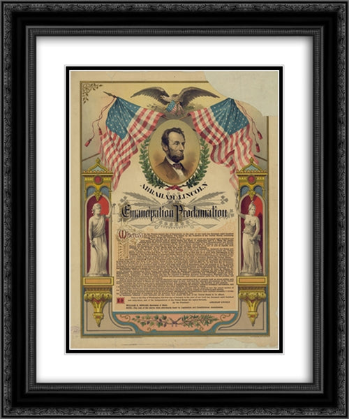 Abraham Lincoln and his Emancipation Proclamation 20x24 Black Ornate Wood Framed Art Print Poster with Double Matting by Library of Congress