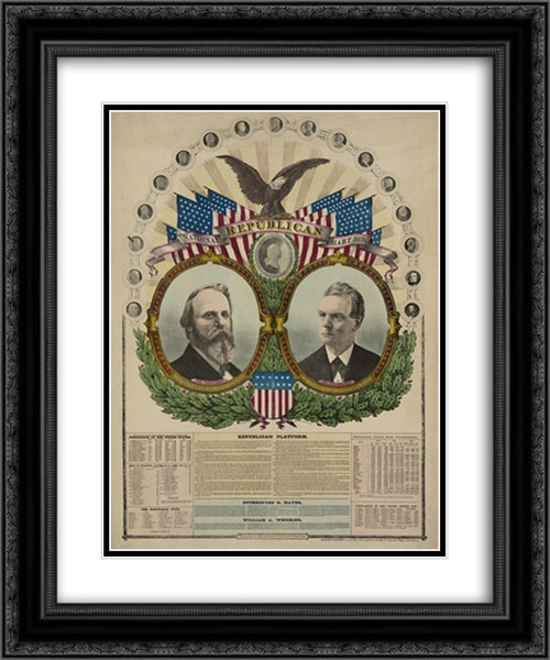 National Republican chart 1876 20x24 Black Ornate Wood Framed Art Print Poster with Double Matting by Library of Congress