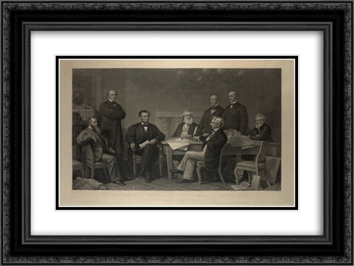 The first reading of the Emancipation Proclamation before the cabinet 24x18 Black Ornate Wood Framed Art Print Poster with Double Matting by Library of Congress