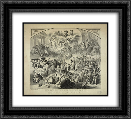 The end of the republican party After 'The Destruction of Jerusalem' by Kaulbach. 22x20 Black Ornate Wood Framed Art Print Poster with Double Matting by Library of Congress