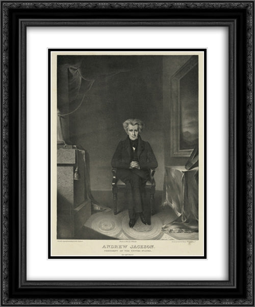 Andrew Jackson. President of the United States 20x24 Black Ornate Wood Framed Art Print Poster with Double Matting by Library of Congress