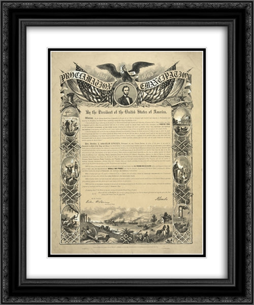 Proclamation of Emancipation by the President of the United States of America 20x24 Black Ornate Wood Framed Art Print Poster with Double Matting by Library of Congress