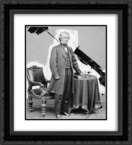 President Andrew Johnson (full length, standing) 20x22 Black Ornate Wood Framed Art Print Poster with Double Matting by Library of Congress