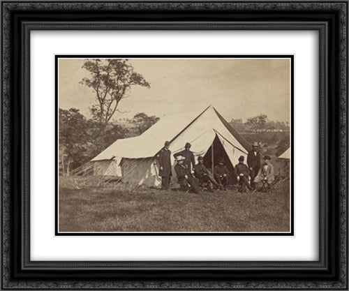 Gen. Randolph B. Marcy with officers and civilians at Army of the Potomac headquarters. Antietam, Md. 24x20 Black Ornate Wood Framed Art Print Poster with Double Matting by Library of Congress