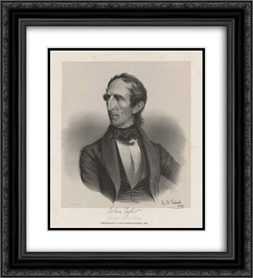 John Tyler, President of the United States, 1841. Born 29th day of March 1790 20x22 Black Ornate Wood Framed Art Print Poster with Double Matting by Library of Congress
