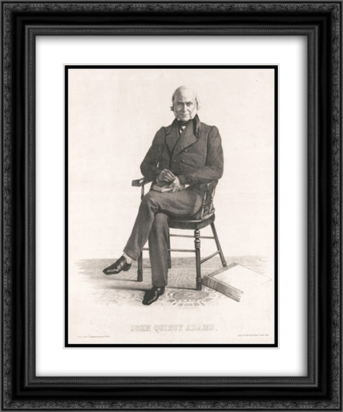 John Quincy Adams 20x24 Black Ornate Wood Framed Art Print Poster with Double Matting by Library of Congress