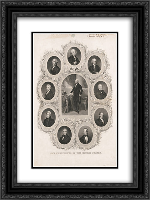 The presidents of the United States 18x24 Black Ornate Wood Framed Art Print Poster with Double Matting by Library of Congress